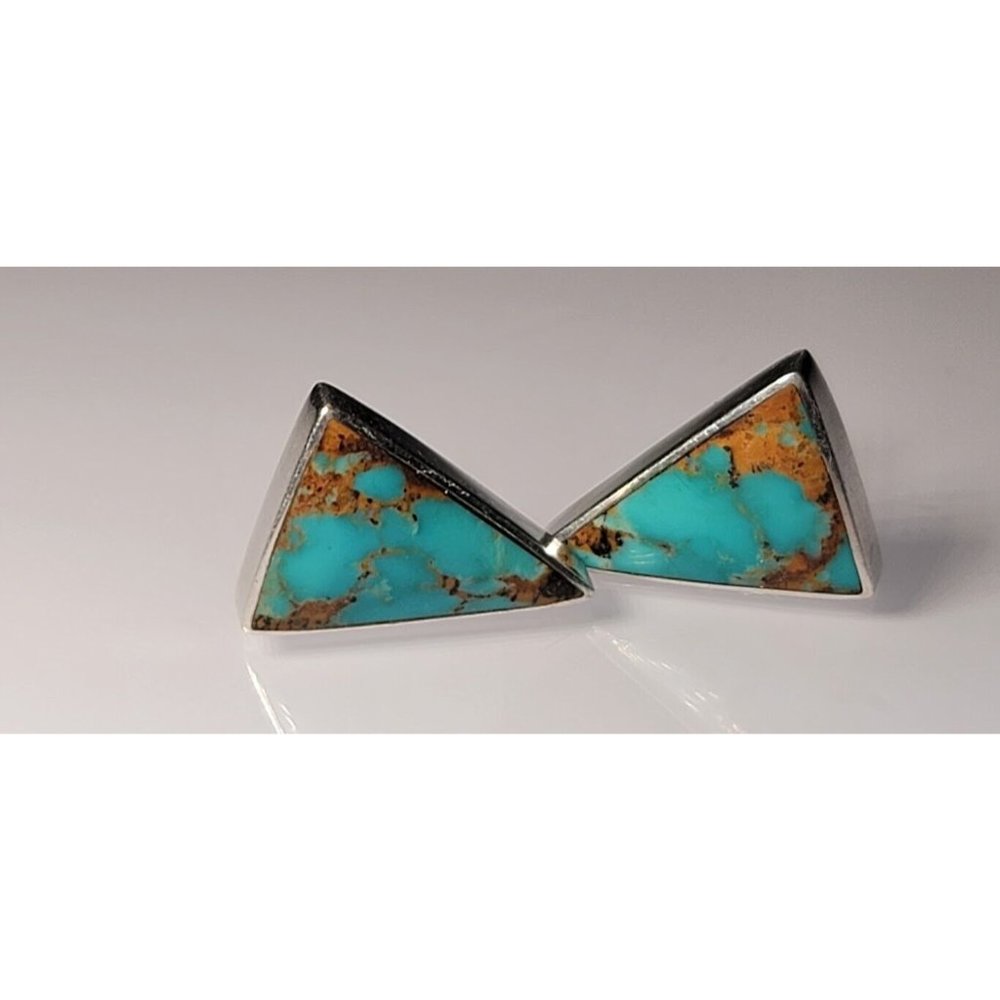 MTT Marie Tsosie Signed Turquoise Sterling Silver 925 Pierced Earrings